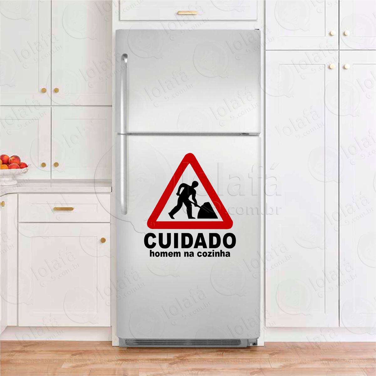 placa, cuidado homem na cozinha adesivos para geladeira mod:144