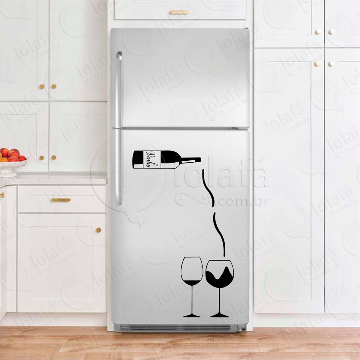 vinho e taças adesivos para geladeira mod:174