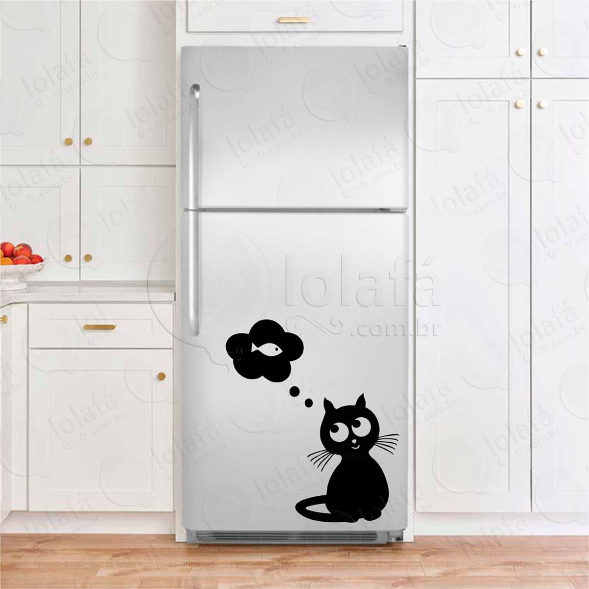 gato e peixe adesivos para geladeira mod:175