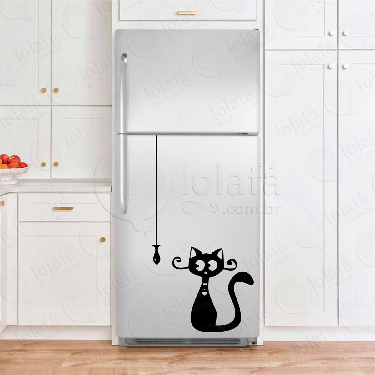 gato e peixe adesivos para geladeira mod:180
