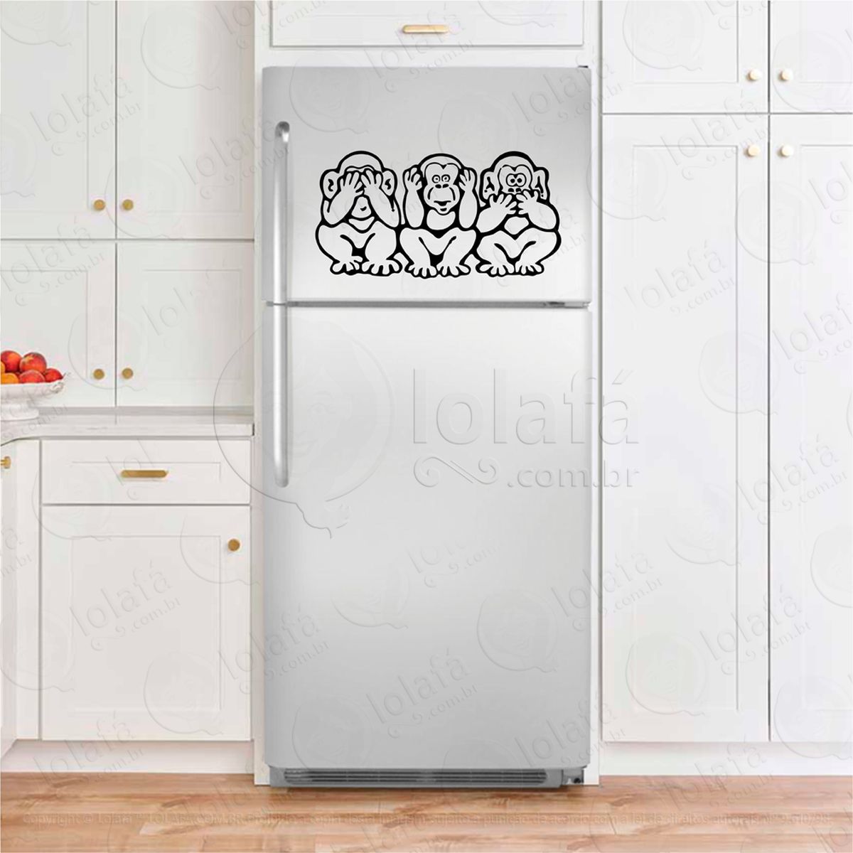 três macacos sábios, não vejo, não ouço e não falo adesivos para geladeira mod:189