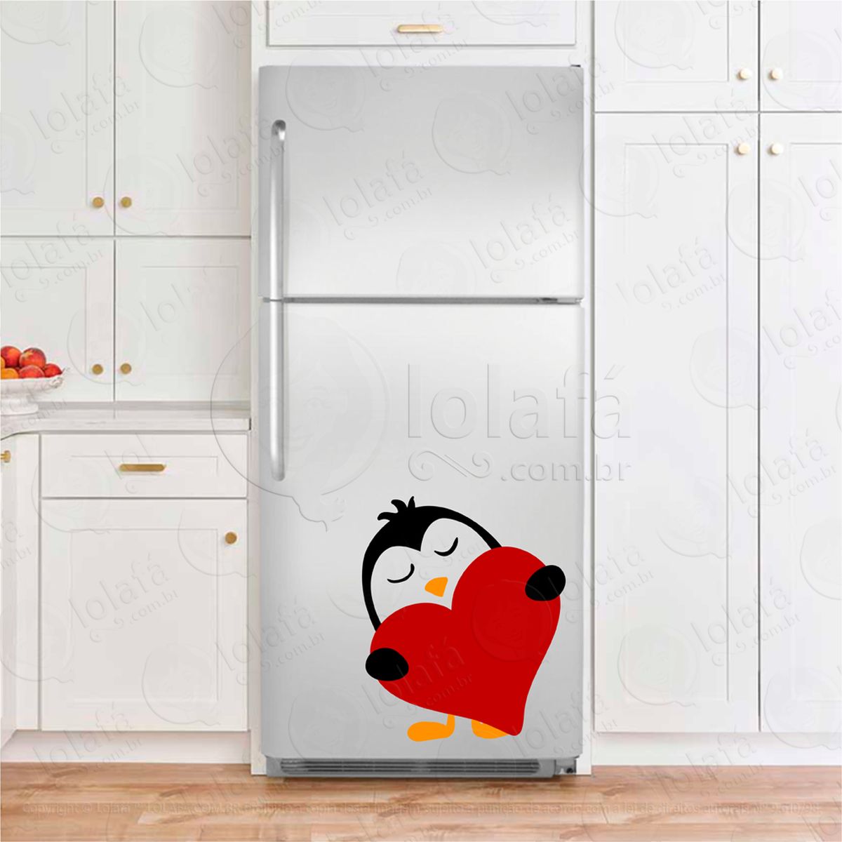 Pinguim e Coração Adesivos Para Geladeira Mod:204