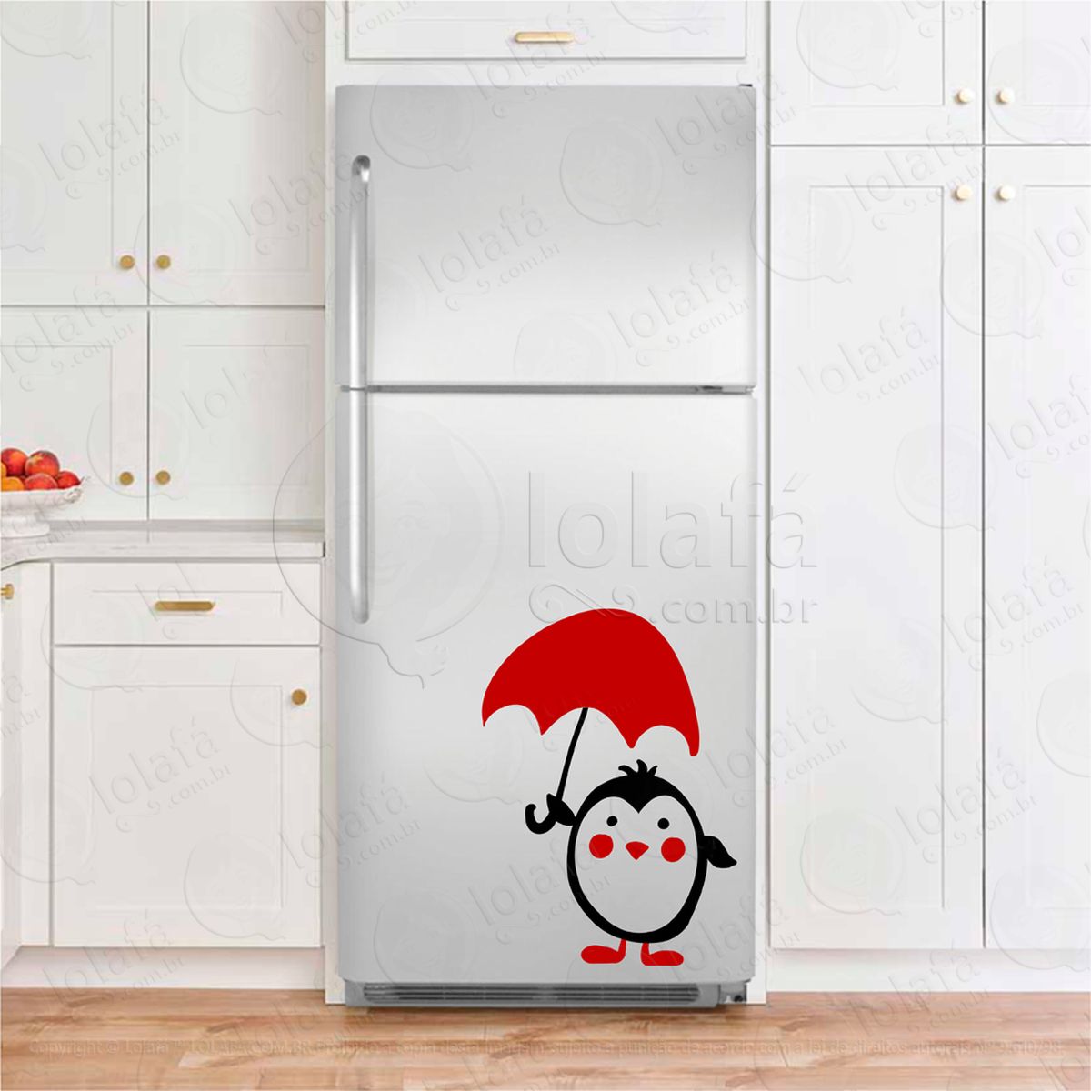 pinguim e guarda-chuva adesivos para geladeira mod:229