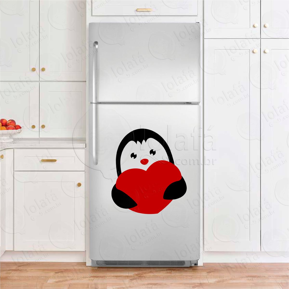 pinguim e coração adesivos para geladeira mod:240