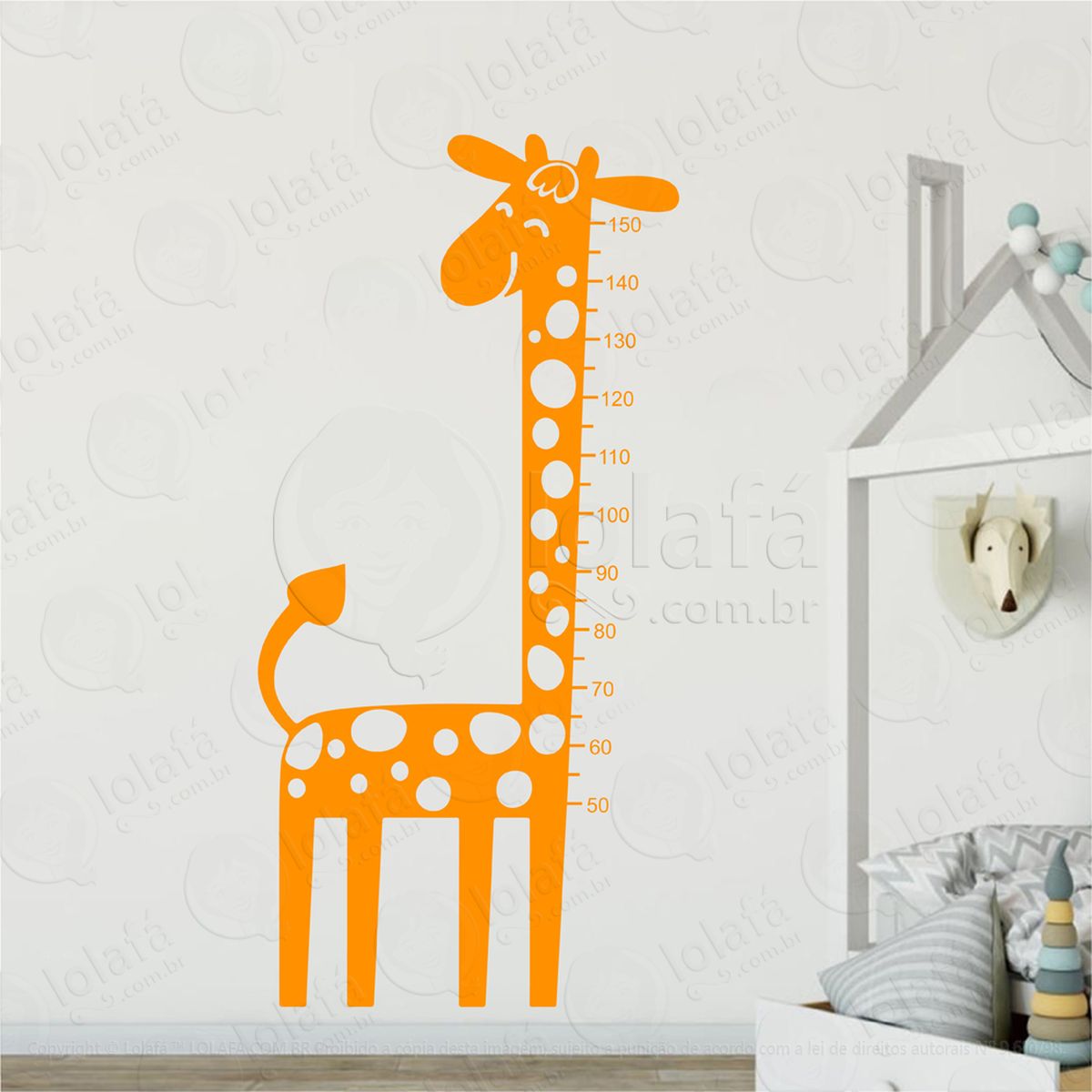 girafa adesivo régua de crescimento infantil, medidor de altura para quarto, porta e parede mod:15