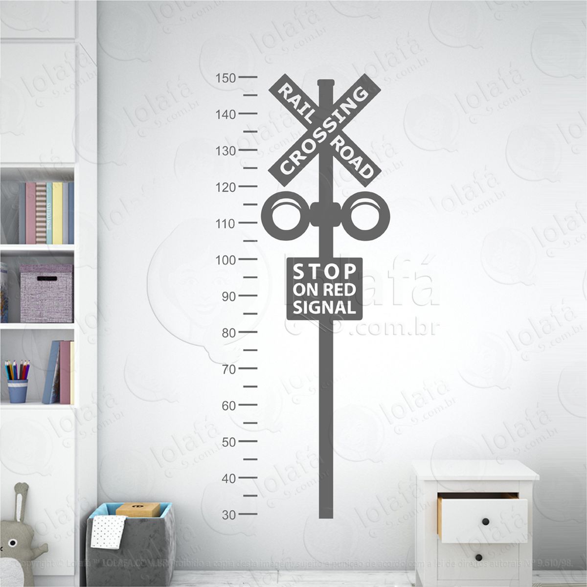 placa pare stop adesivo régua de crescimento infantil, medidor de altura para quarto, porta e parede mod:24