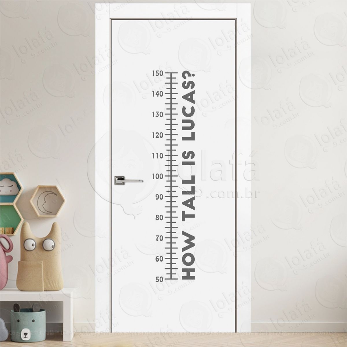 qual é a altura, how tall is adesivo régua de crescimento infantil, medidor de altura para quarto, porta e parede mod:27
