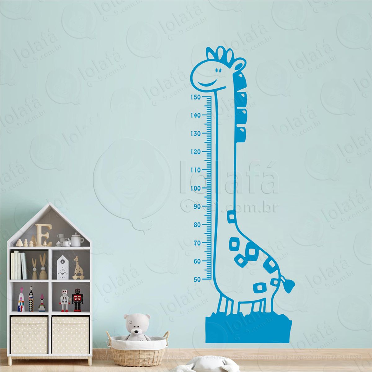 girafa adesivo régua de crescimento infantil, medidor de altura para quarto, porta e parede mod:59