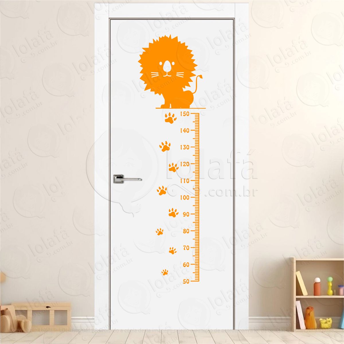 Leão e Patas Adesivo Régua de Crescimento Infantil, Medidor de Altura para Quarto, Porta e Parede - Mod:61