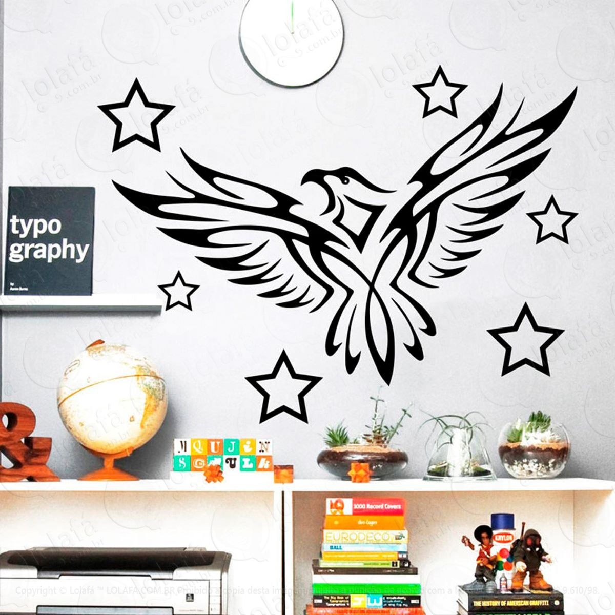 Águia Adesivo de Parede Decorativo para Casa, Sala, Quarto e Vidro - Mod:1