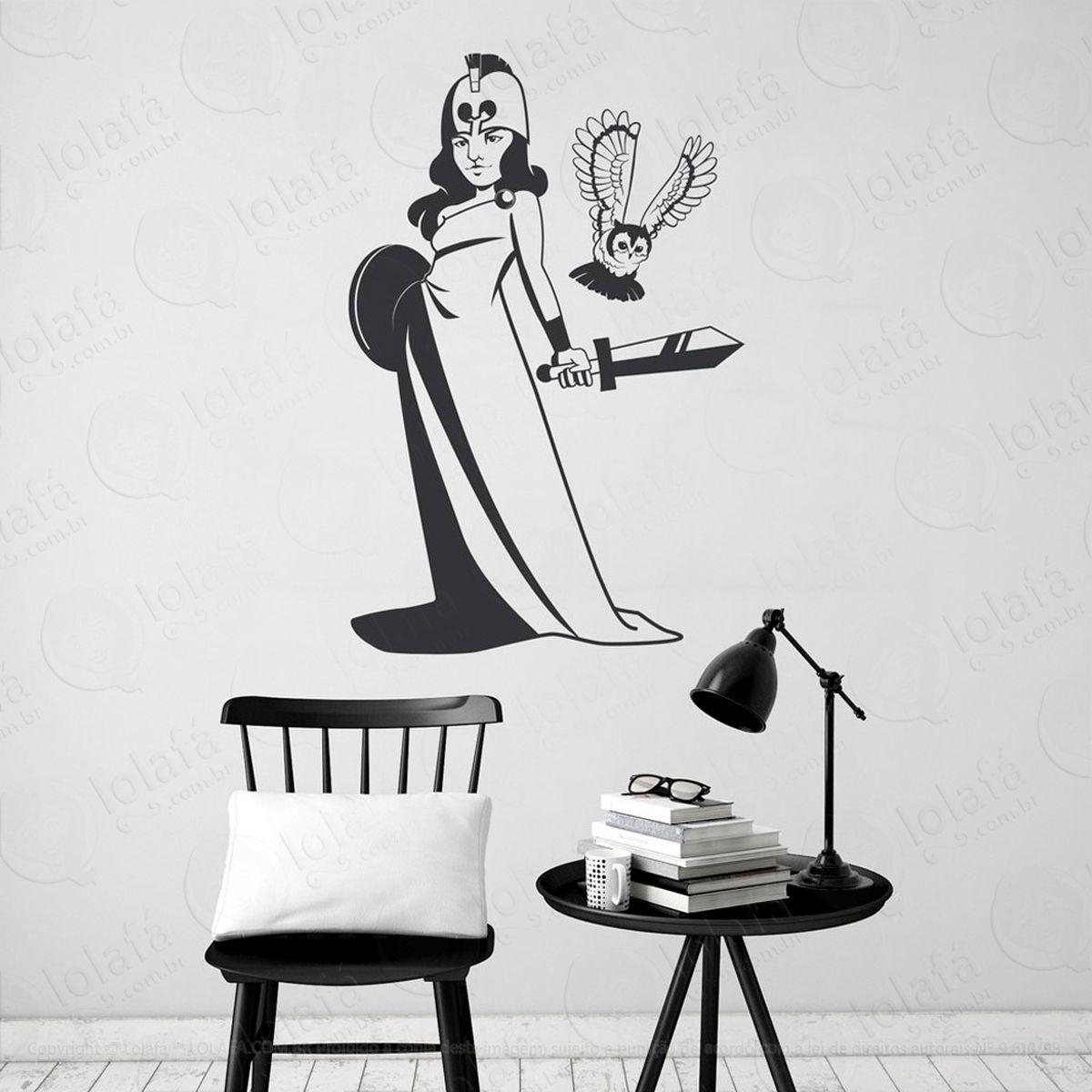 athena adesivo de parede decorativo para casa, sala, quarto e vidro mod:9