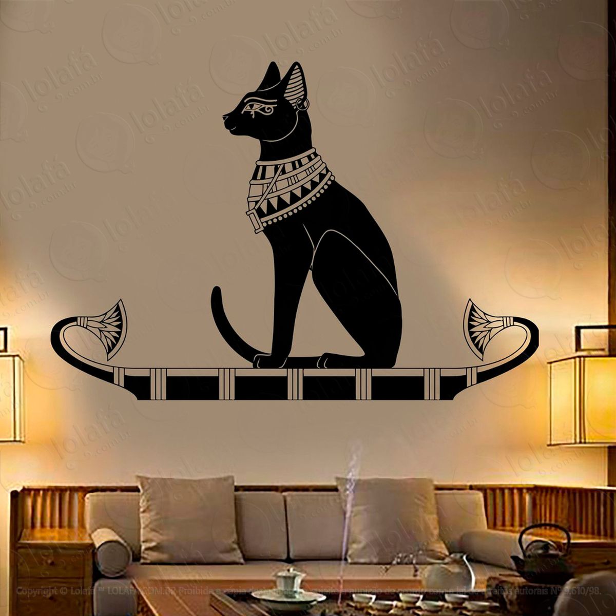 bastet adesivo de parede decorativo para casa, sala, quarto e vidro mod:11