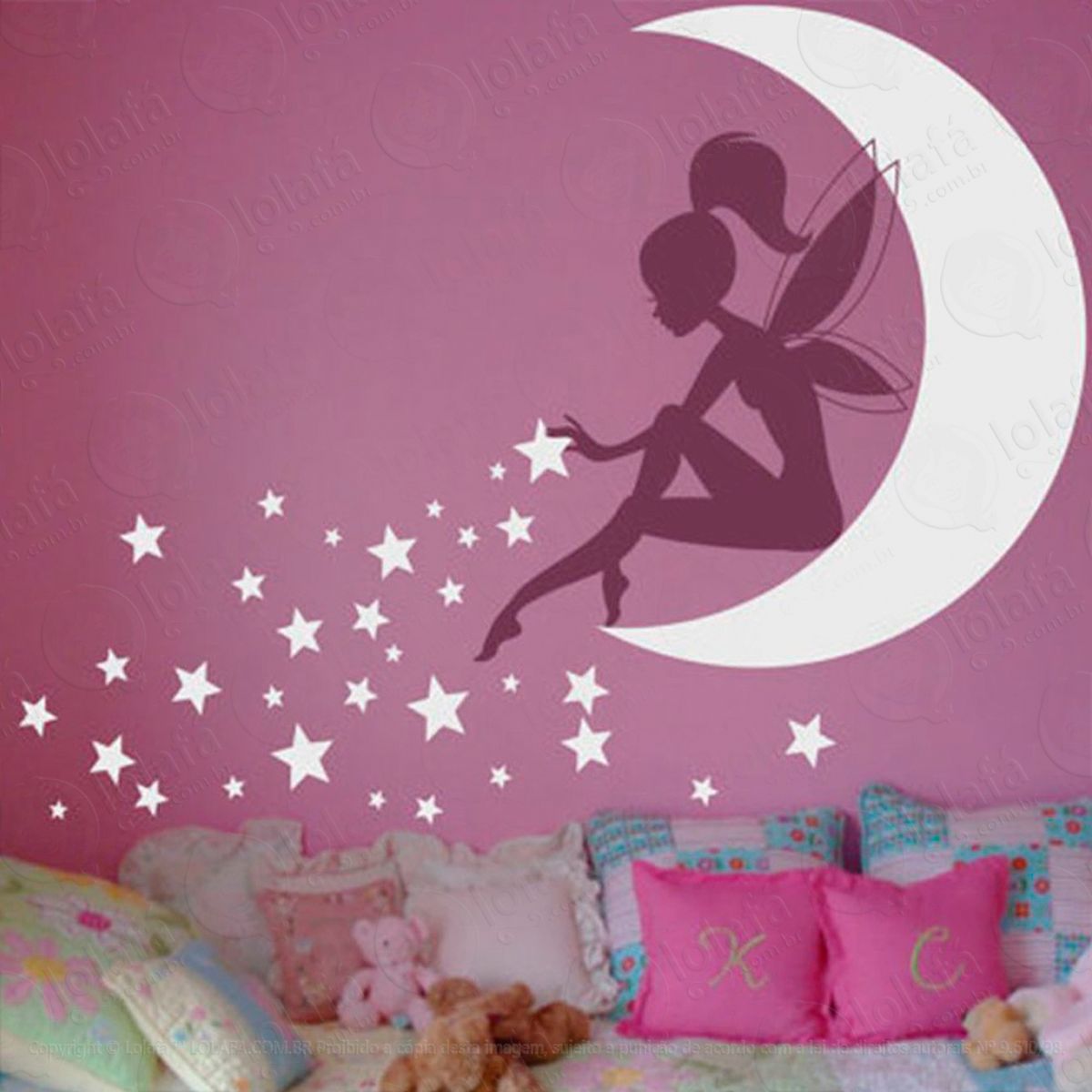 Fadinha da Lua Adesivo de Parede Decorativo para Casa, Sala, Quarto e Vidro - Mod:40
