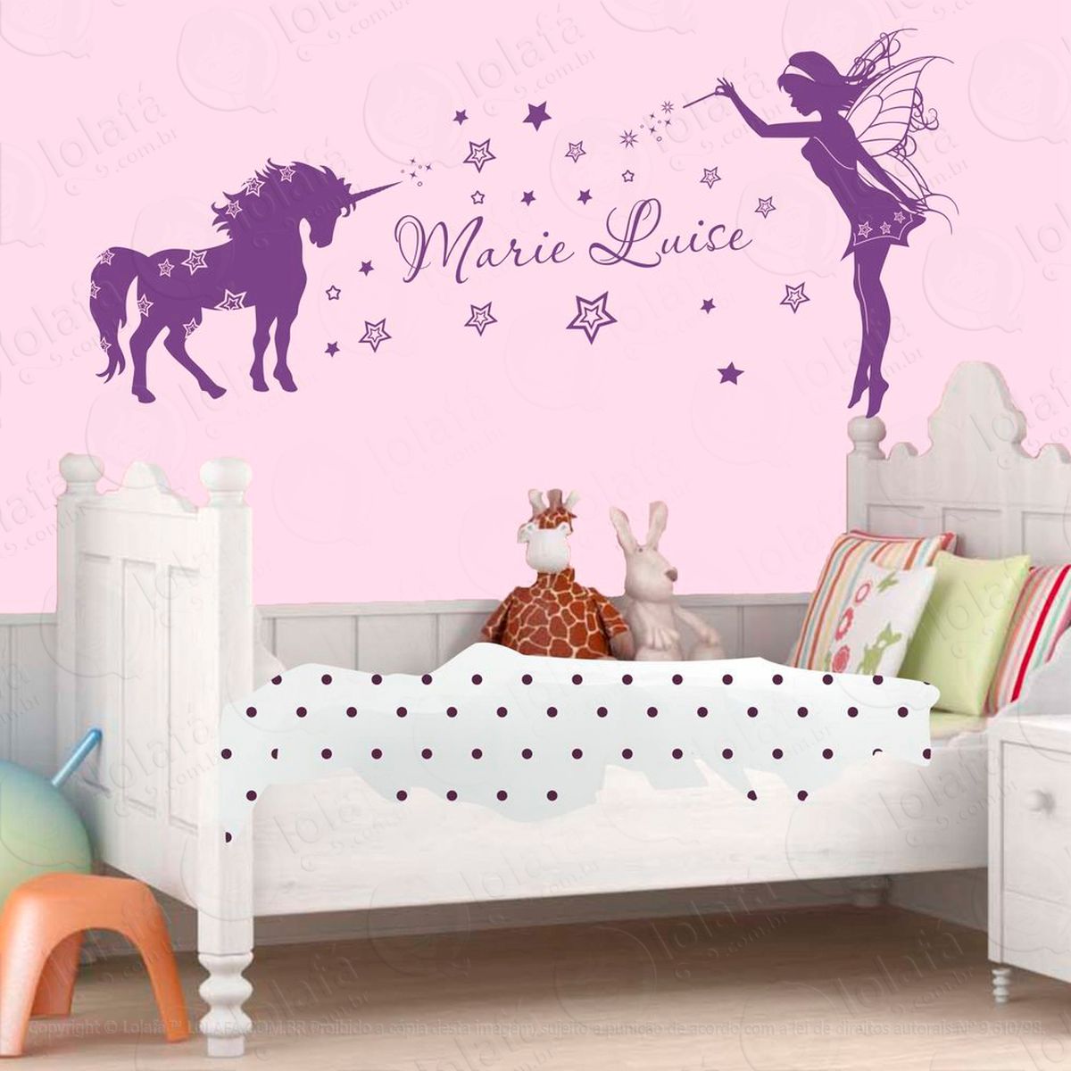 Fadinha e Unicórnio Adesivo de Parede Decorativo para Casa, Sala, Quarto e Vidro - Mod:41