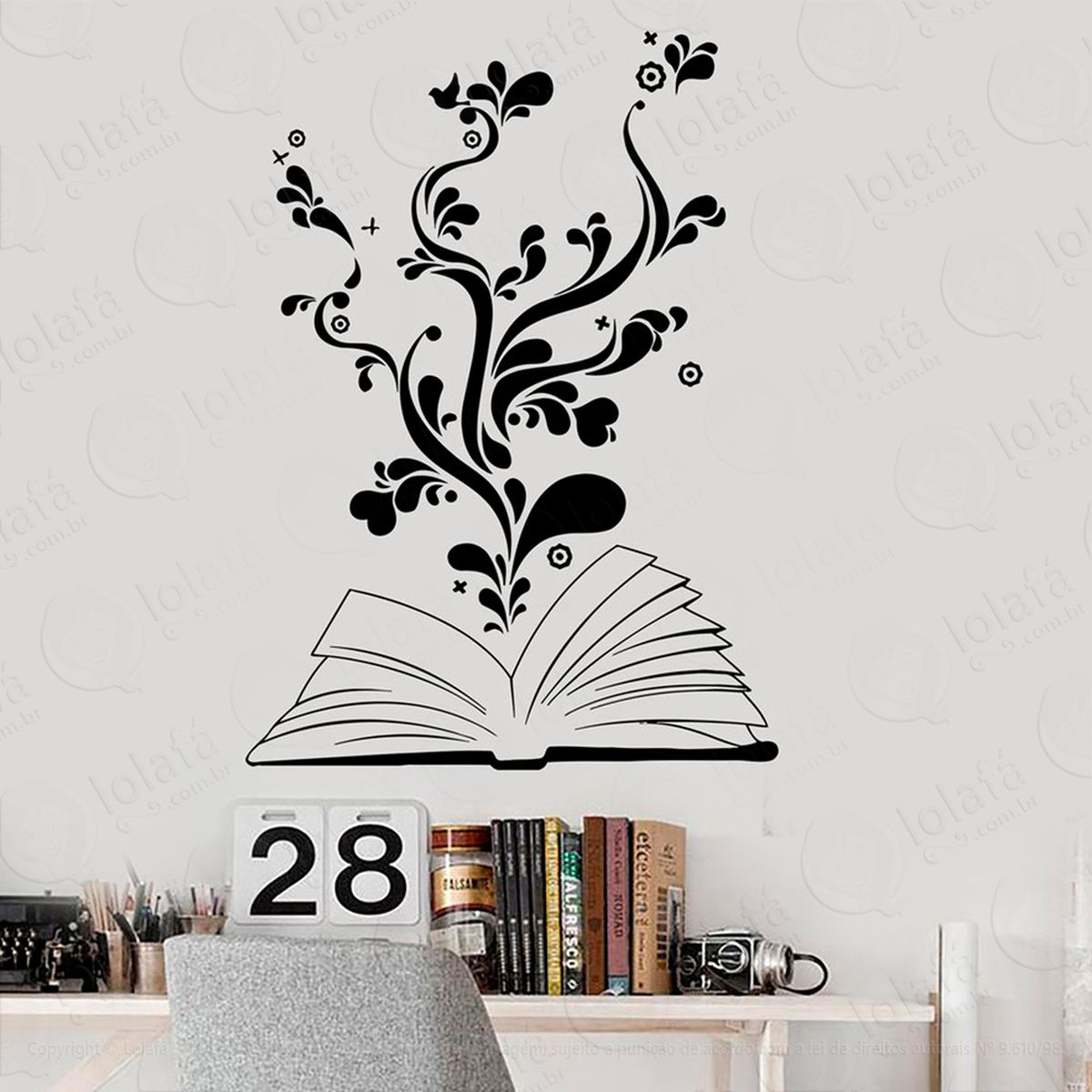 Livro Magico Adesivo de Parede Decorativo para Casa, Sala, Quarto e Vidro - Mod:61