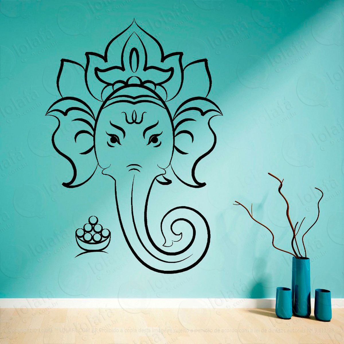 Lord Ganesha Adesivo de Parede Decorativo para Casa, Sala, Quarto e Vidro - Mod:62