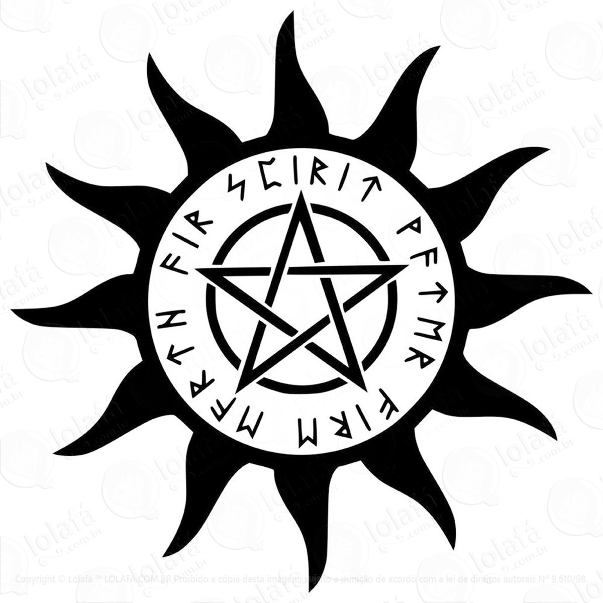 pentagrama 5 elementos adesivo de parede decorativo para casa, sala, quarto e vidro mod:94