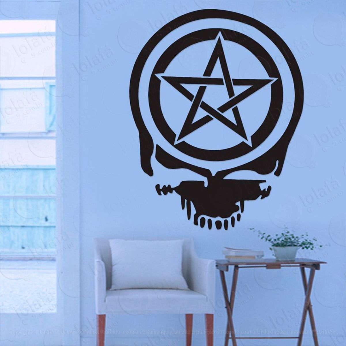 pentagrama adesivo de parede decorativo para casa, sala, quarto e vidro mod:97