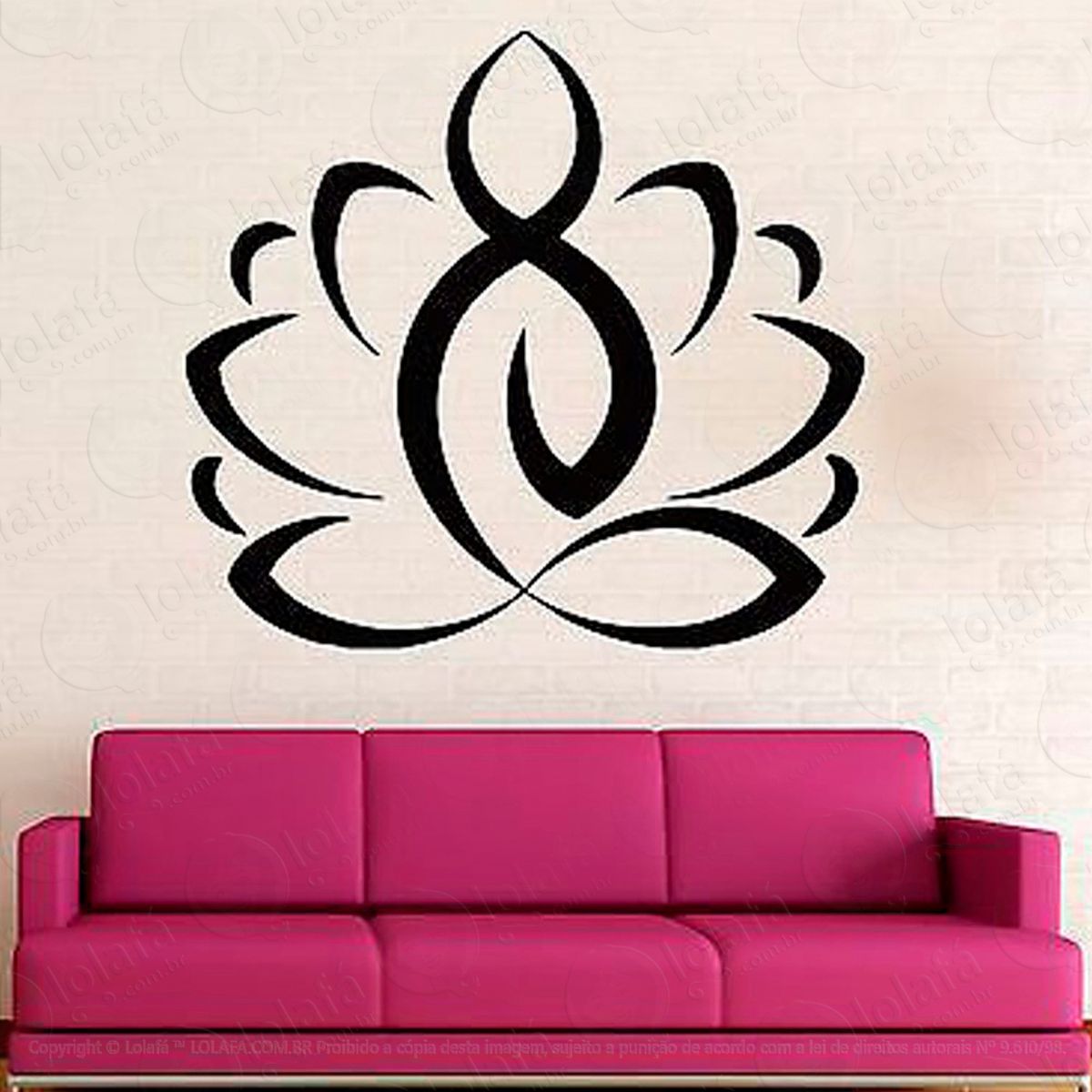 Yoga Flor de Lótus Adesivo de Parede Decorativo para Casa, Sala, Quarto e Vidro - Mod:103