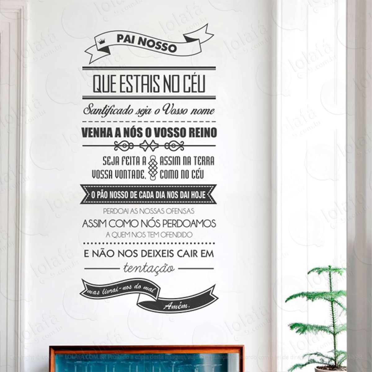 pai nosso adesivo de parede frase personalizada para sala, quarto, porta e vidro mod:6