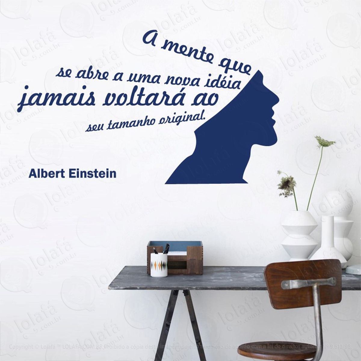 mente que se abre adesivo de parede frase personalizada para sala, quarto, porta e vidro mod:7