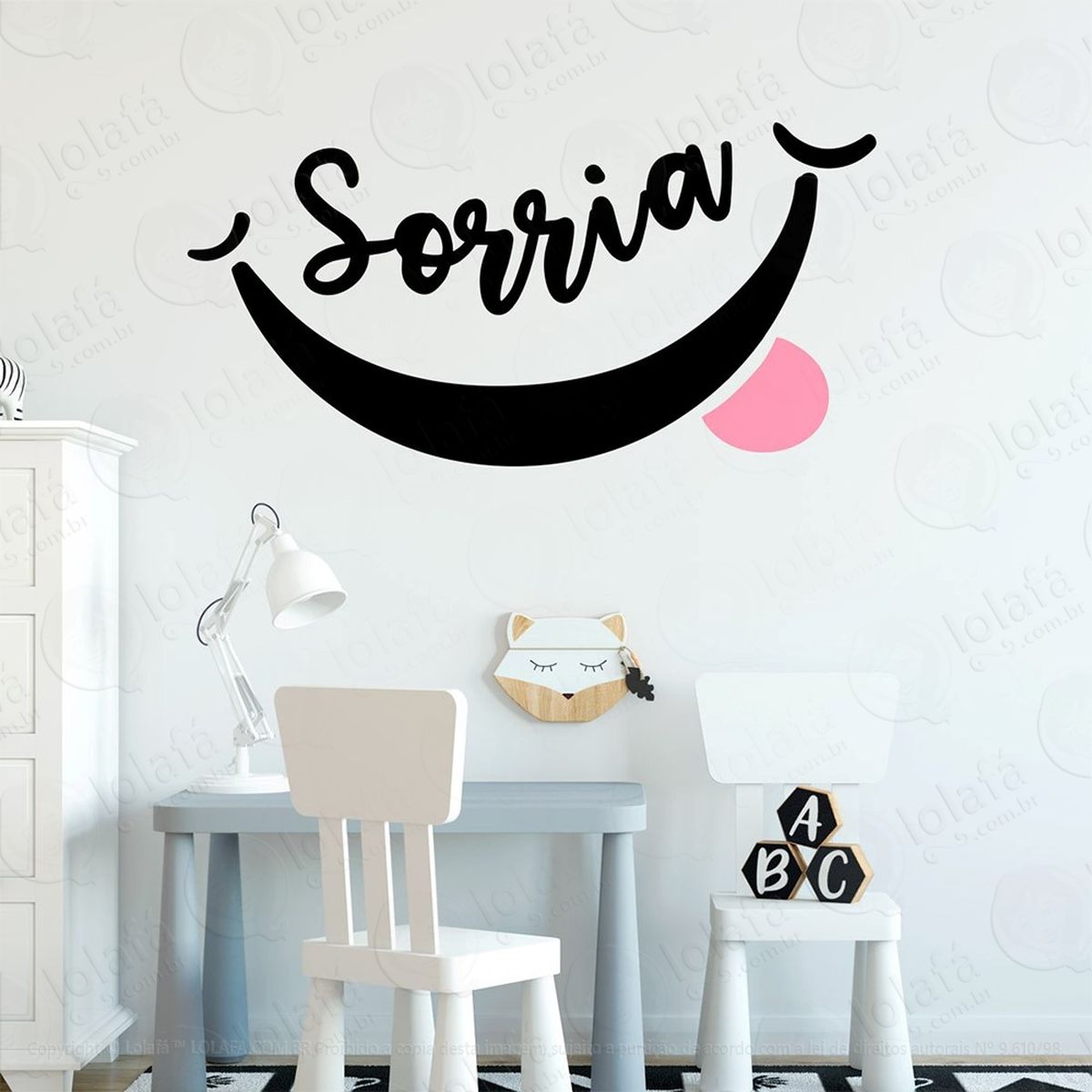 sempre sorria adesivo de parede frase personalizada para sala, quarto, porta e vidro mod:13