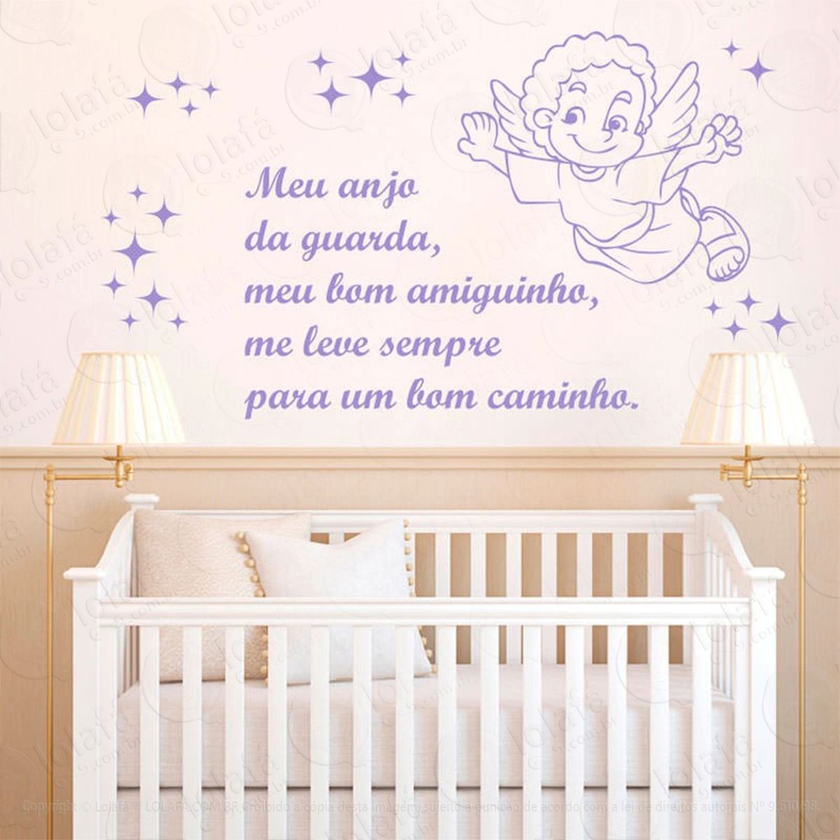 anjo da guarda adesivo de parede frase personalizada para sala, quarto, porta e vidro mod:20