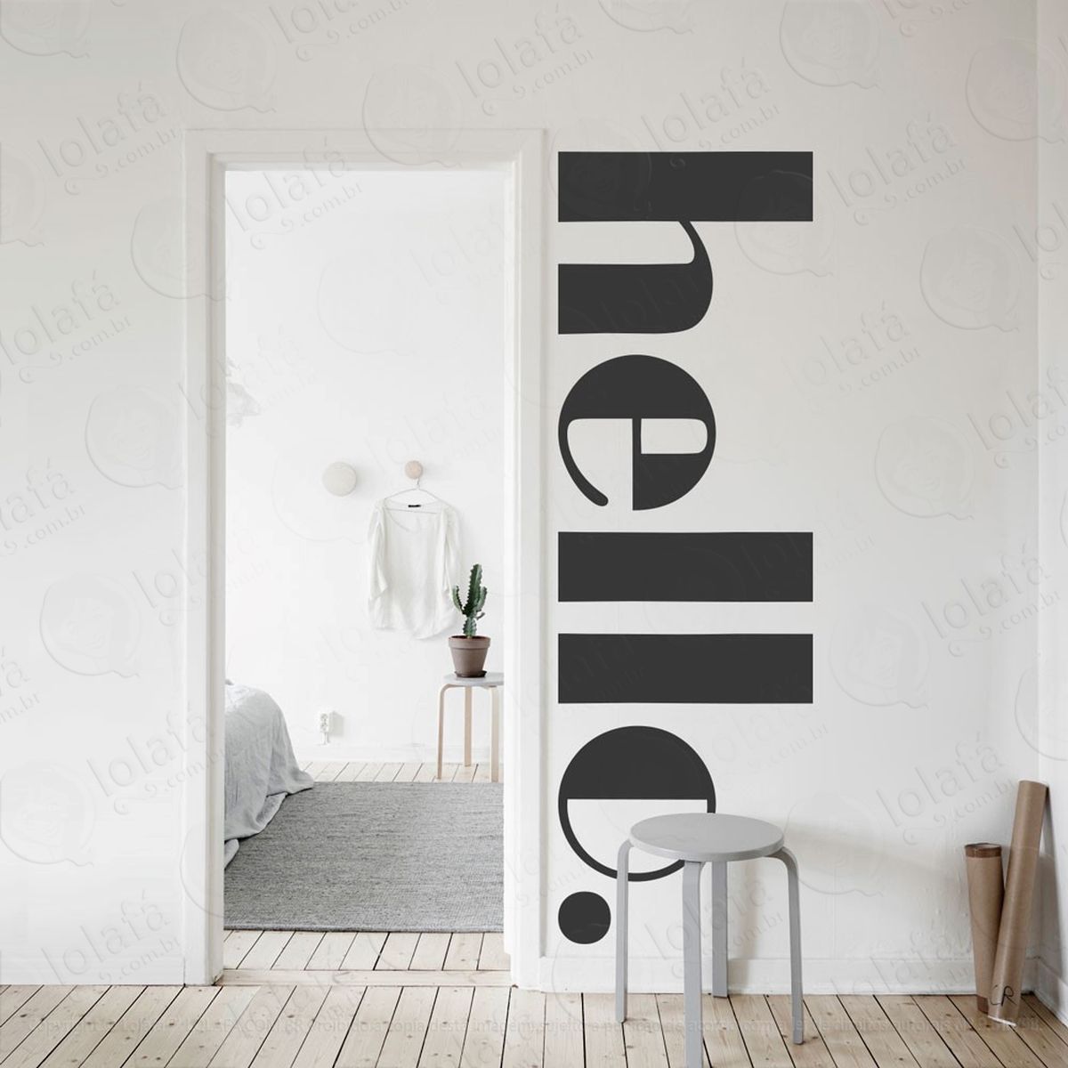 hello adesivo de parede frase personalizada para sala, quarto, porta e vidro mod:44