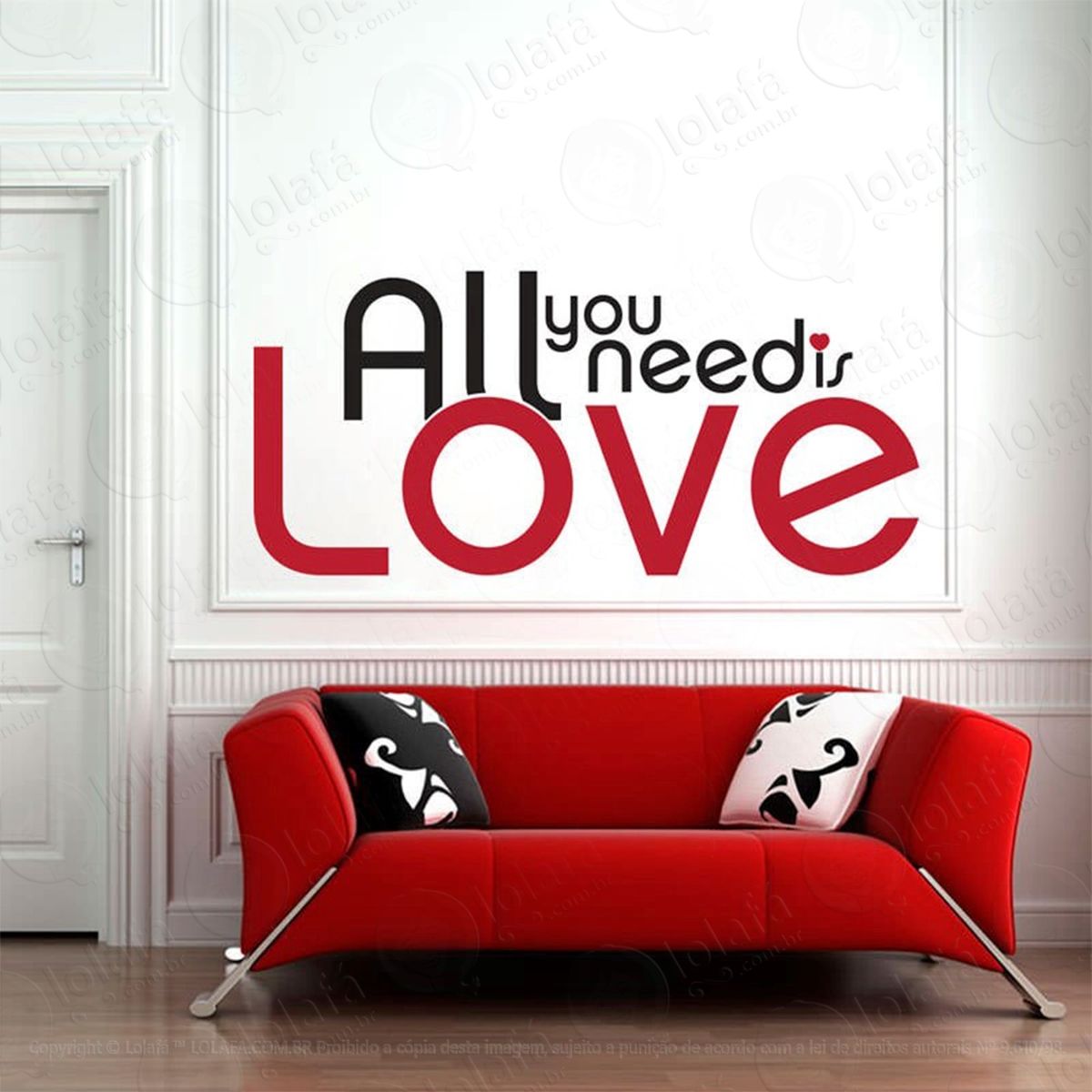 all you need is love adesivos de parede frases mod:79