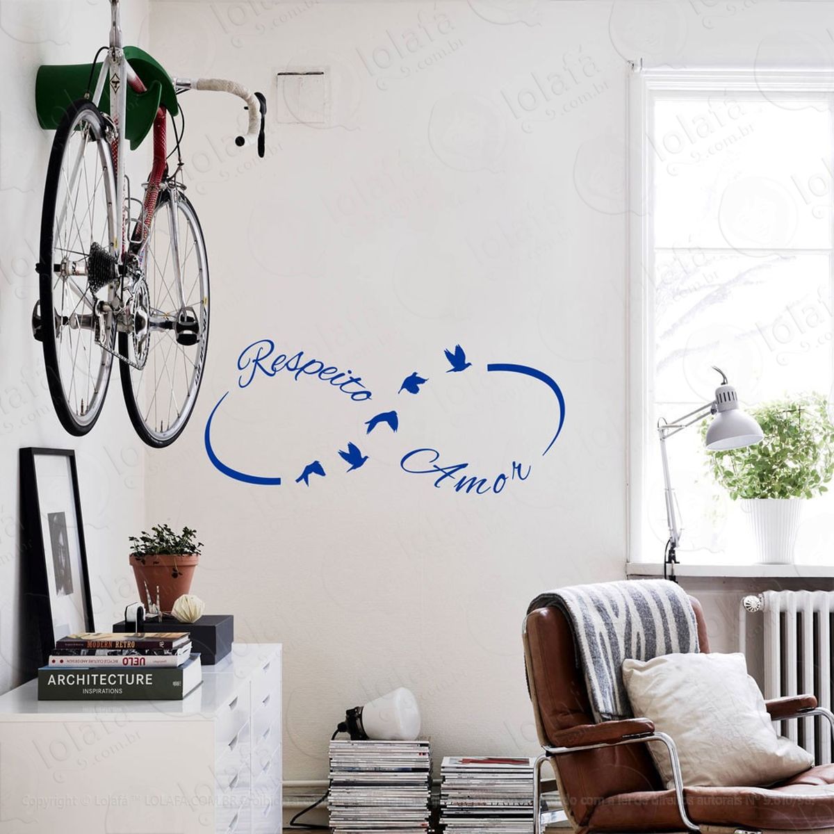 respeito e amor infinito adesivo de parede frase personalizada para sala, quarto, porta e vidro mod:93