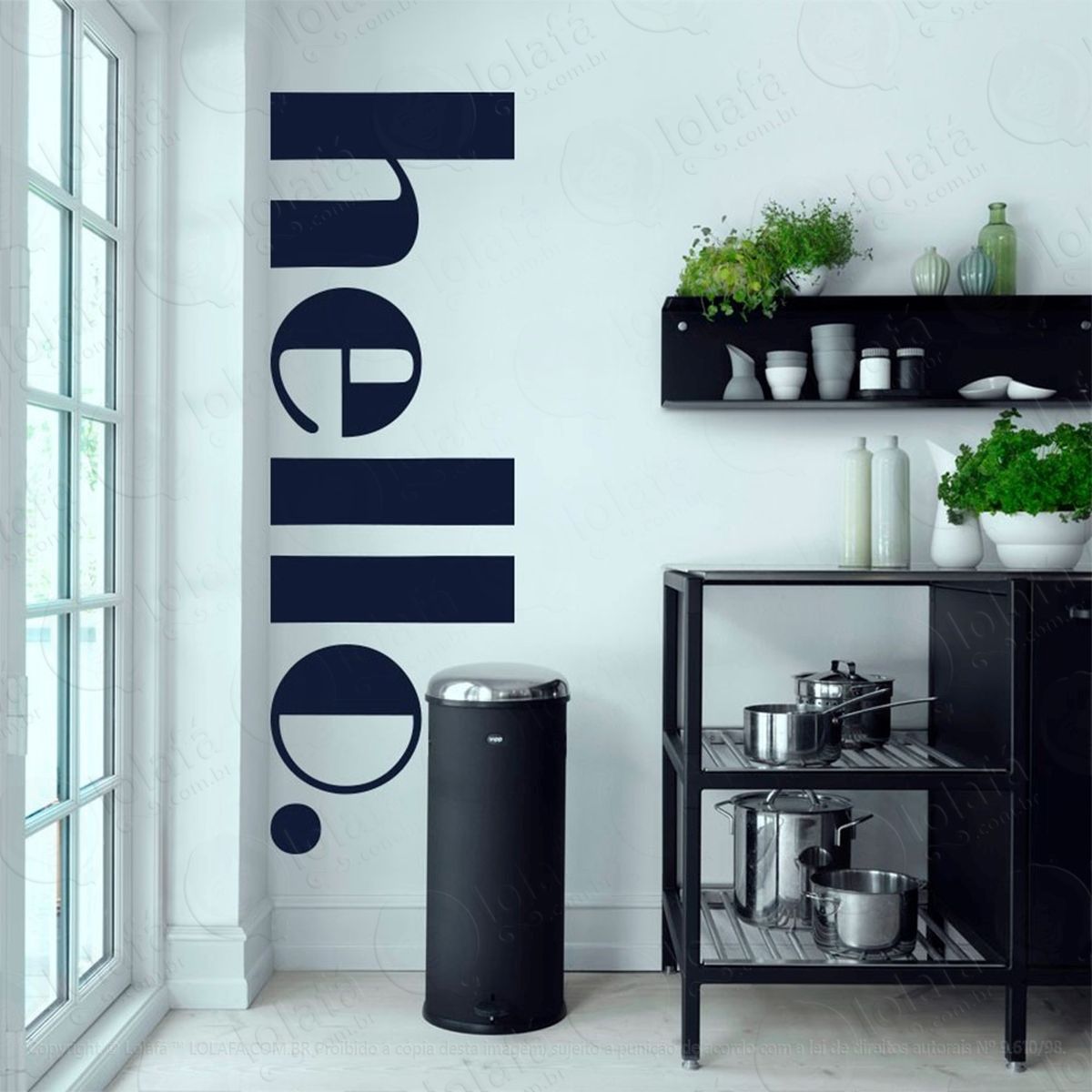 Hello Adesivo de Parede Frase Personalizada para Sala, Quarto, Porta e Vidro - Mod:149