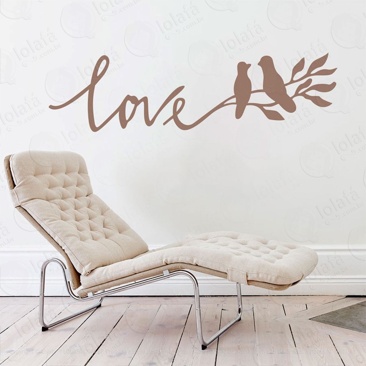 galho love adesivo de parede frase personalizada para sala, quarto, porta e vidro mod:198