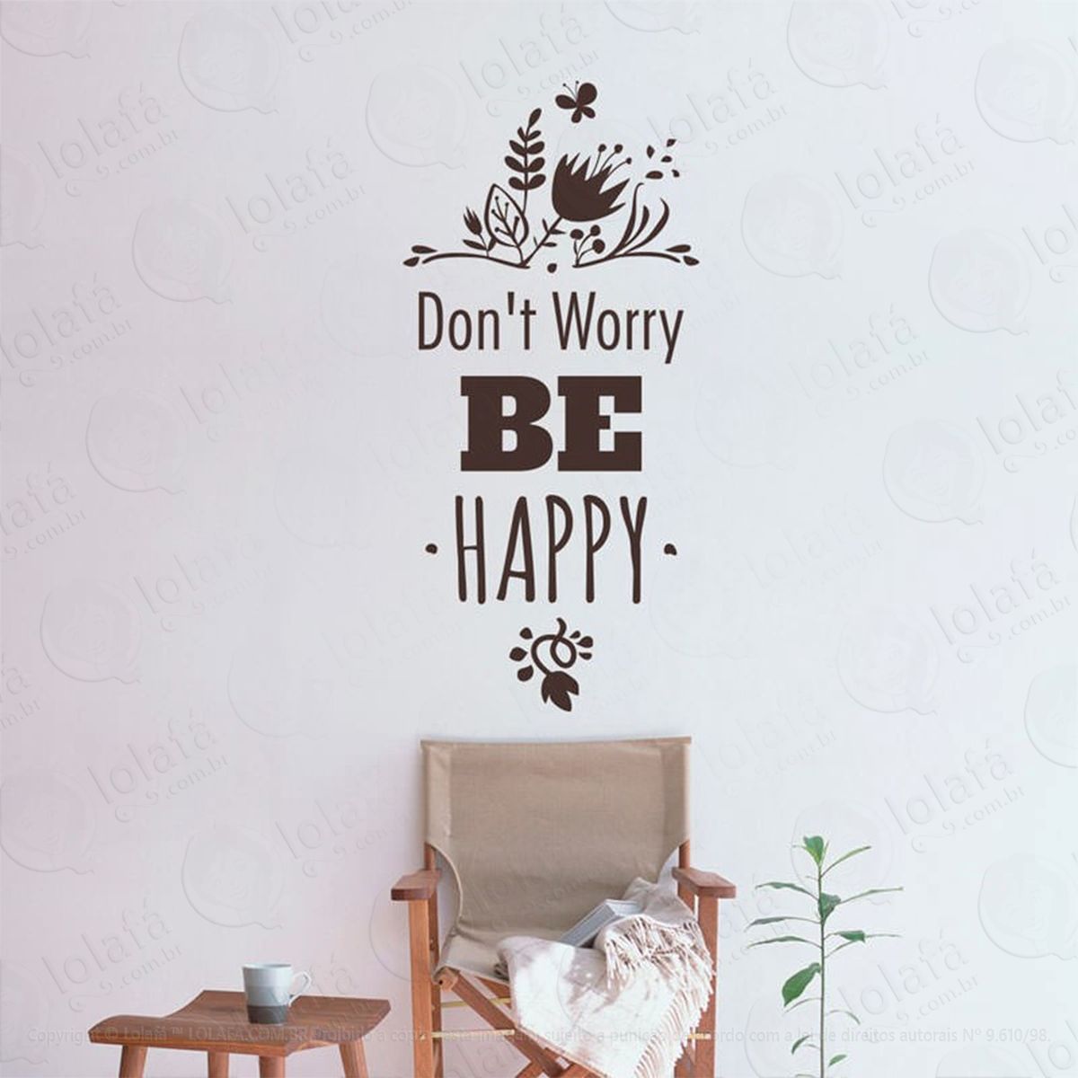 dont worry be happy adesivos de parede frases mod:230