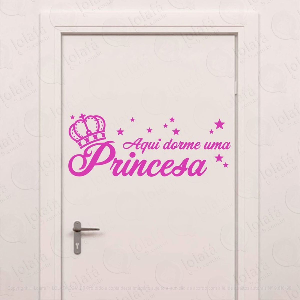 Aqui Dorme Uma Princesa Adesivo de Parede Frase Personalizada para Sala, Quarto, Porta e Vidro - Mod:253