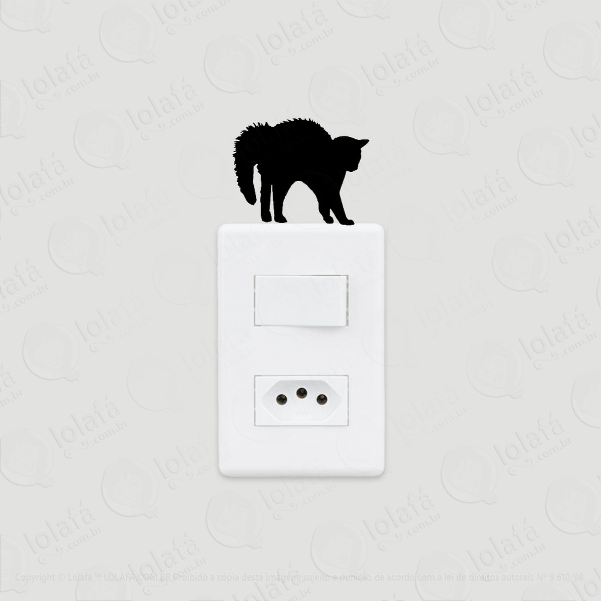 2 Adesivos De Interruptor Luz E Tomada Gato Arrepiado Mod:7