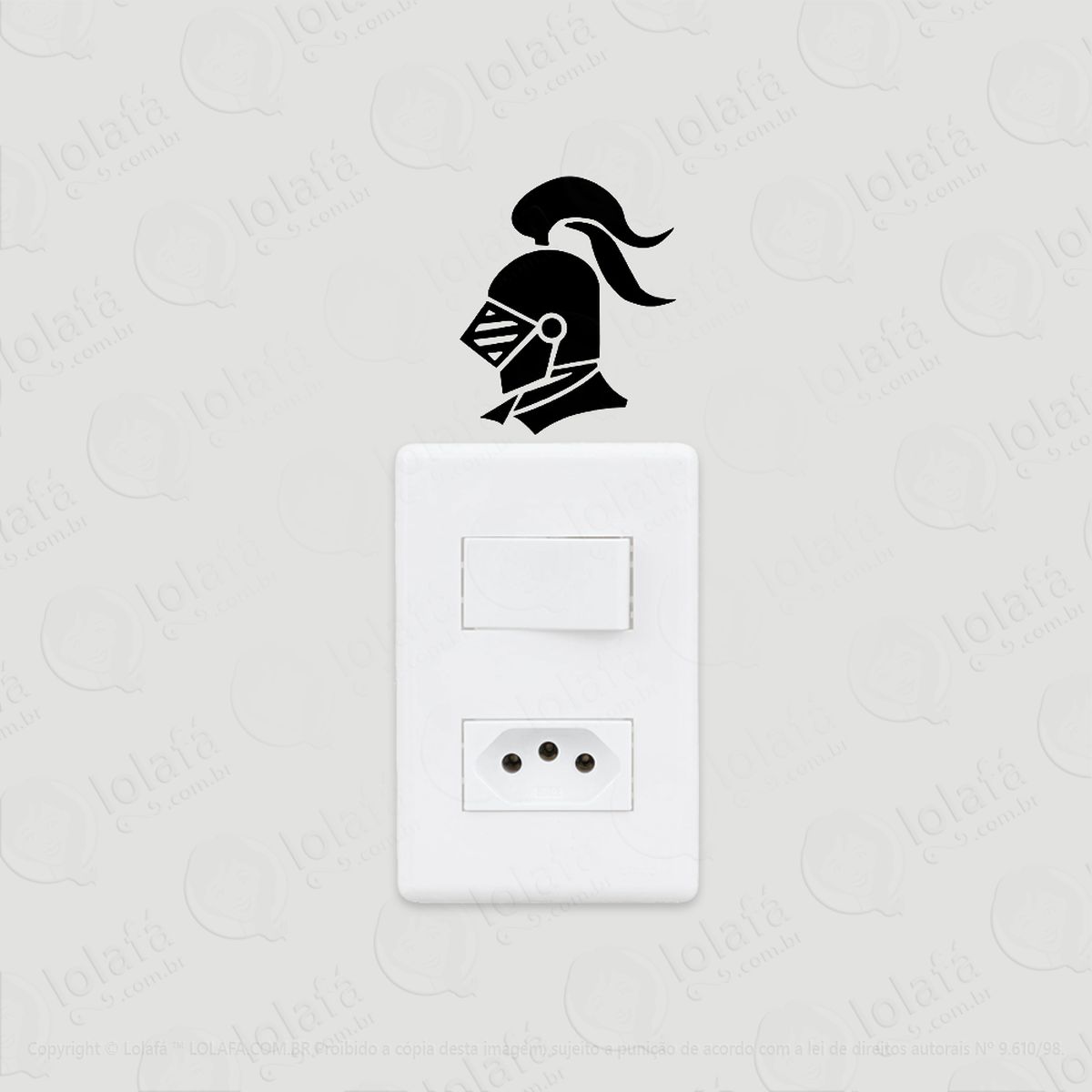2 Adesivos De Interruptor Luz E Tomada Helmo De Cavaleiro Mod:8