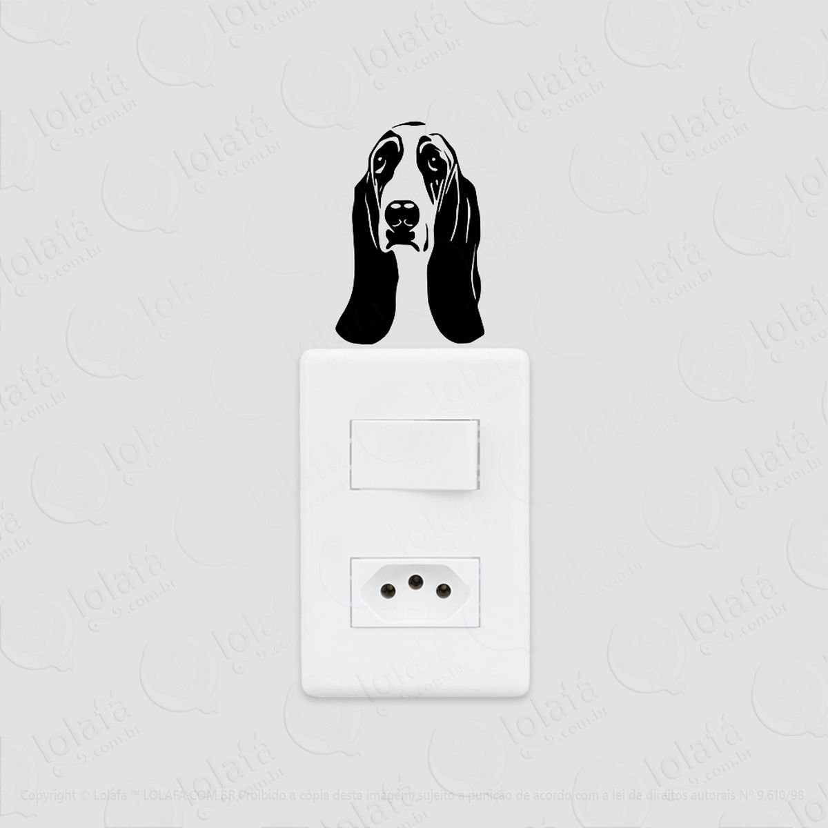 2 Adesivos De Interruptor Luz E Tomada Cachorro Basset Mod:26