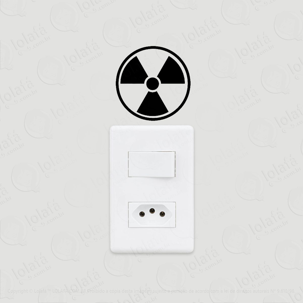 2 Adesivos Interruptor Luz Tomada Símbolo Nuclear Radiação Mod:29