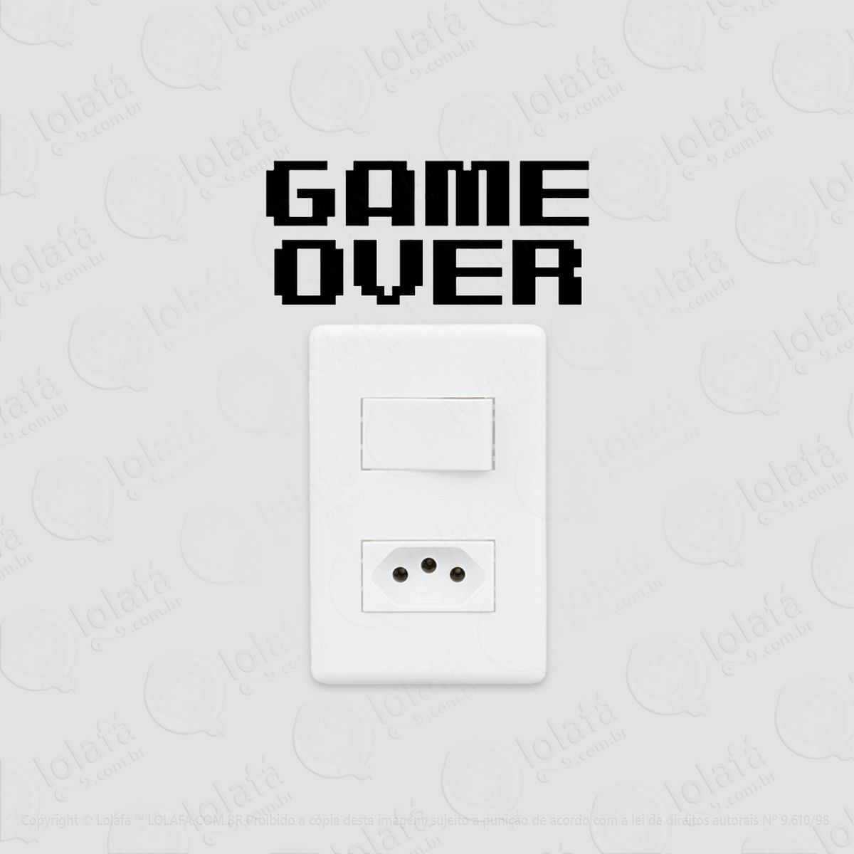 2 adesivos de interruptor luz e tomada game over mod:43