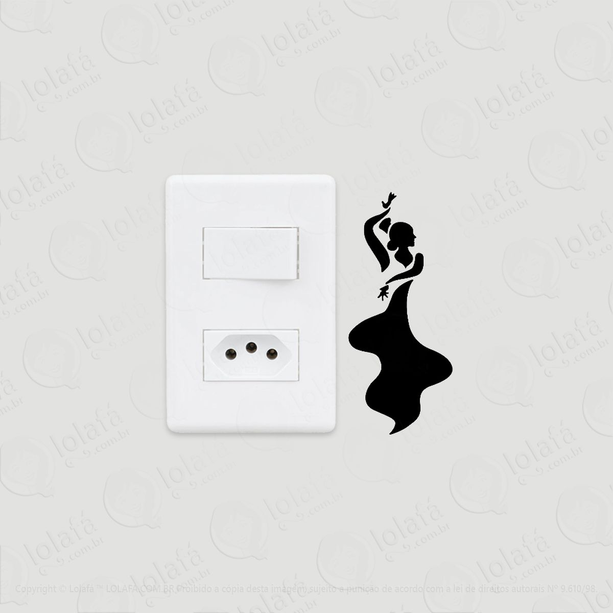 2 Adesivos Interruptor Luz Tomada Mulher Dançando Flamenco Mod:48