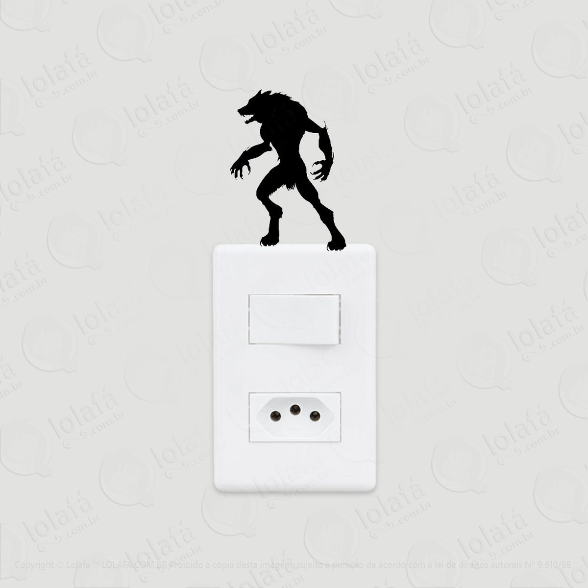 2 Adesivos De Interruptor Luz E Tomada Monstro Lobisomem Mod:50
