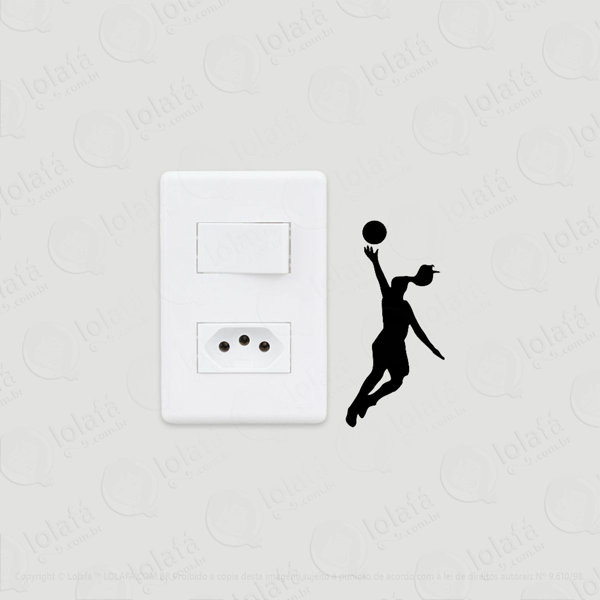 2 Adesivos De Interruptor Luz Tomada Mulher Jogando Basquete Mod:129