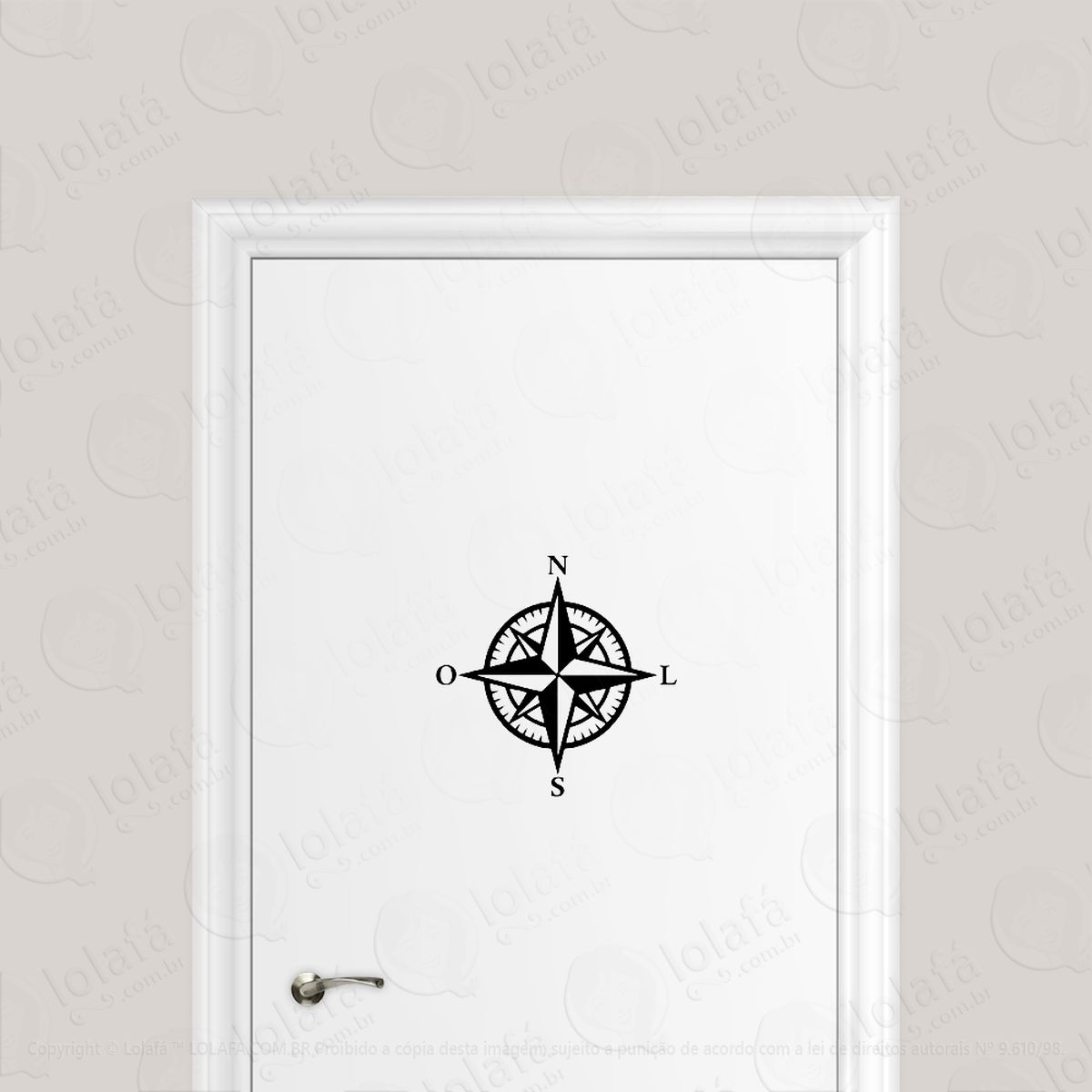Adesivo Para Porta Rosa Dos Ventos Bússola Mod:217