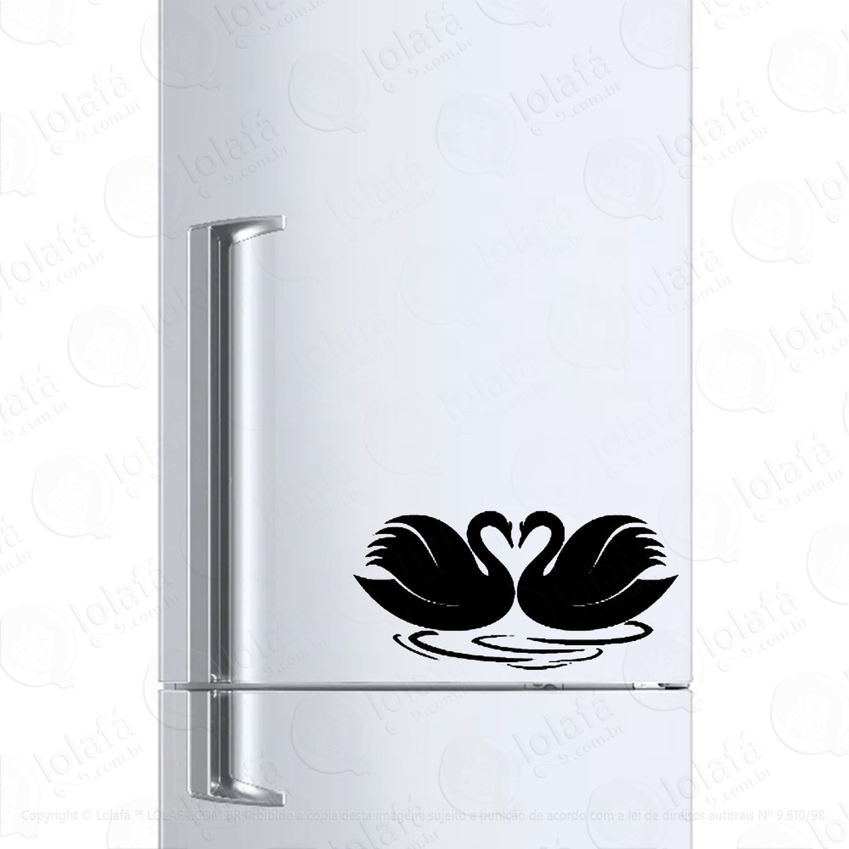 adesivo para geladeira casal cisne coração mod:266