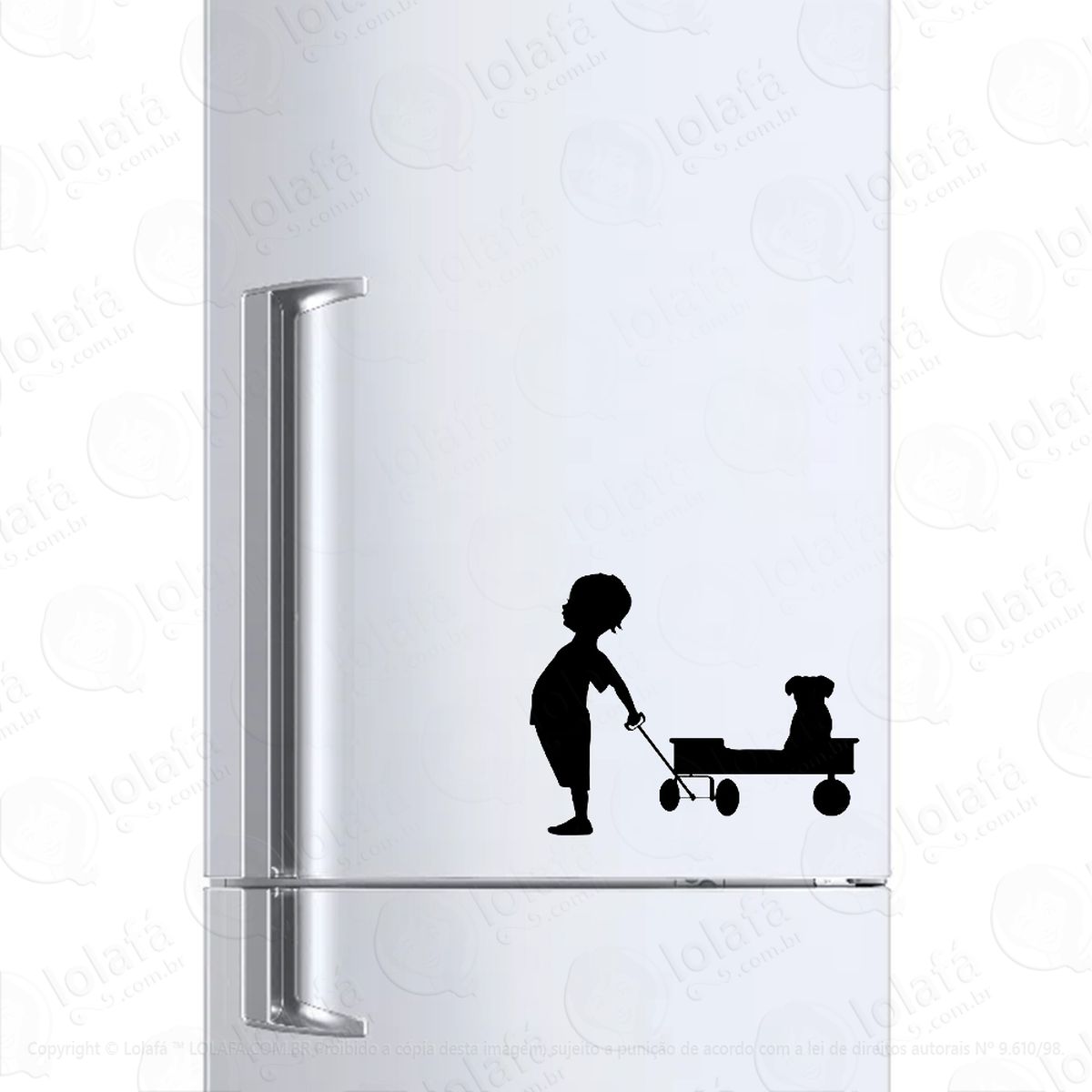 Adesivo Para Geladeira Criança Brincando Cachorro Mod:272