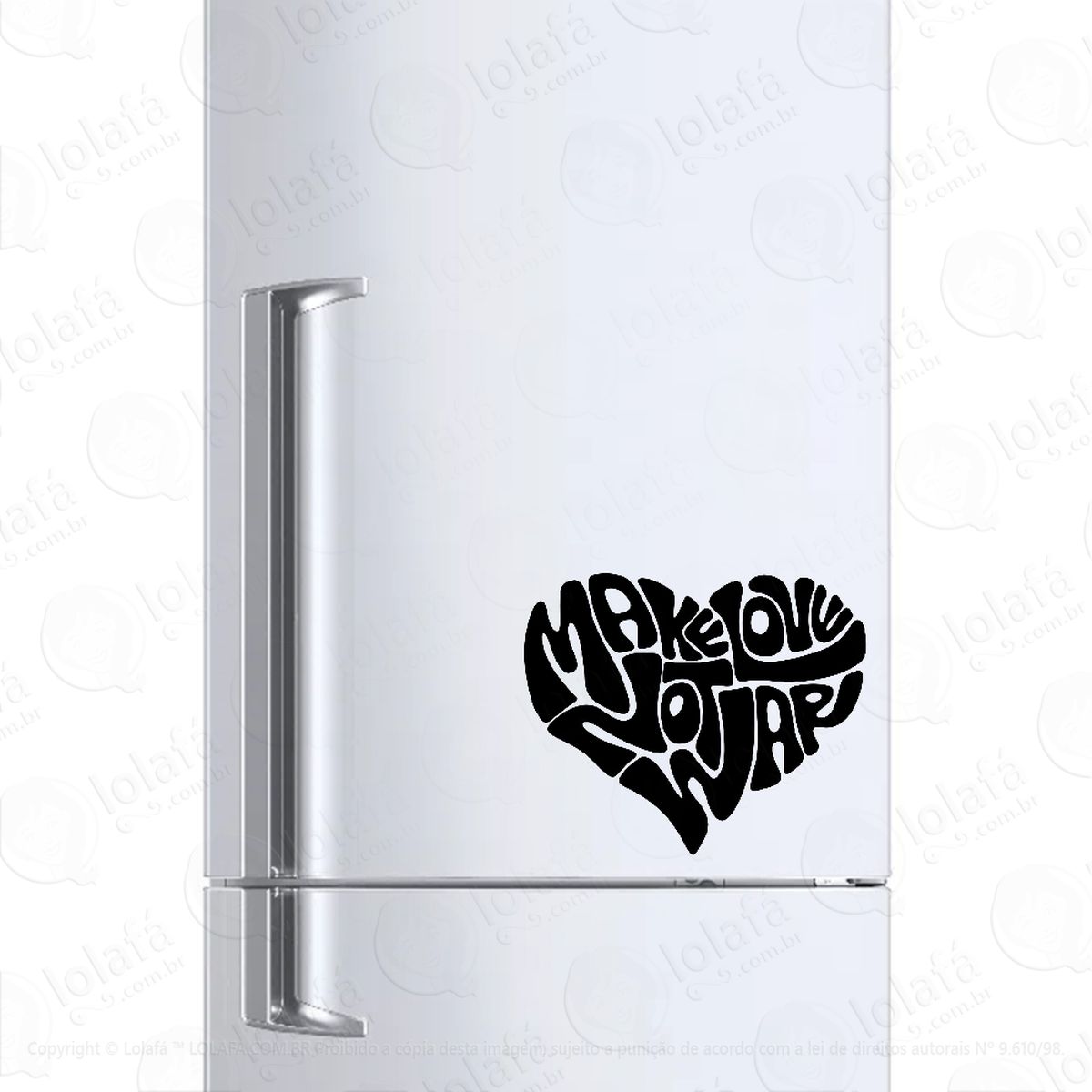 adesivo para geladeira make love not war mod:498