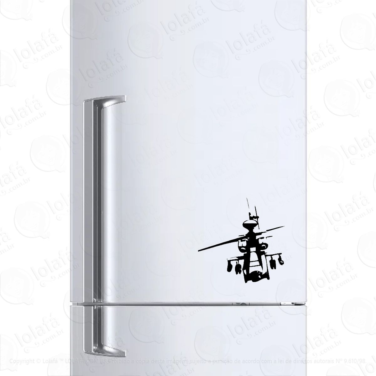 Adesivo Para Geladeira Helicóptero De Guerra Apache Mod:653