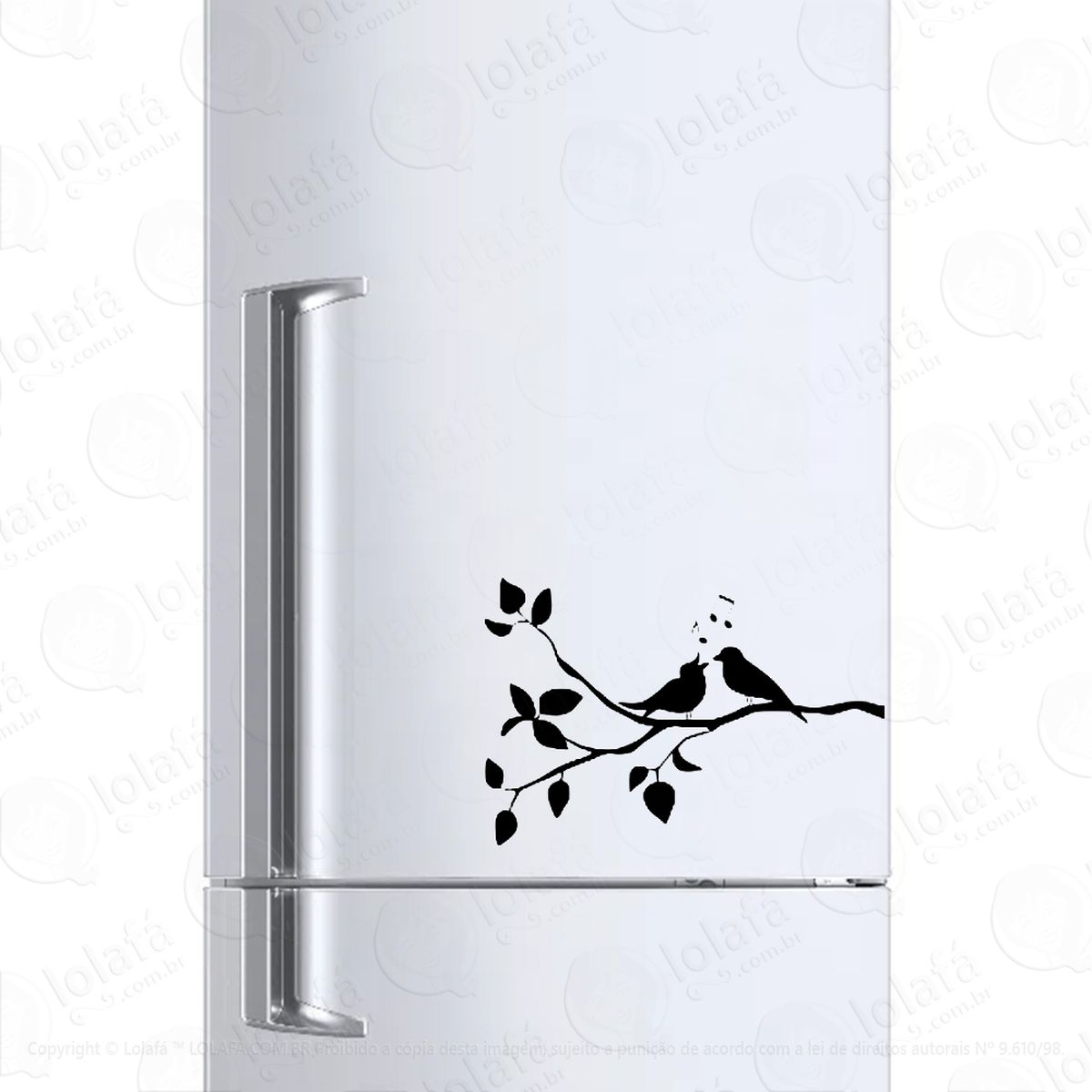 Adesivo Para Geladeira Passarinhos Piando Galho Mod:655