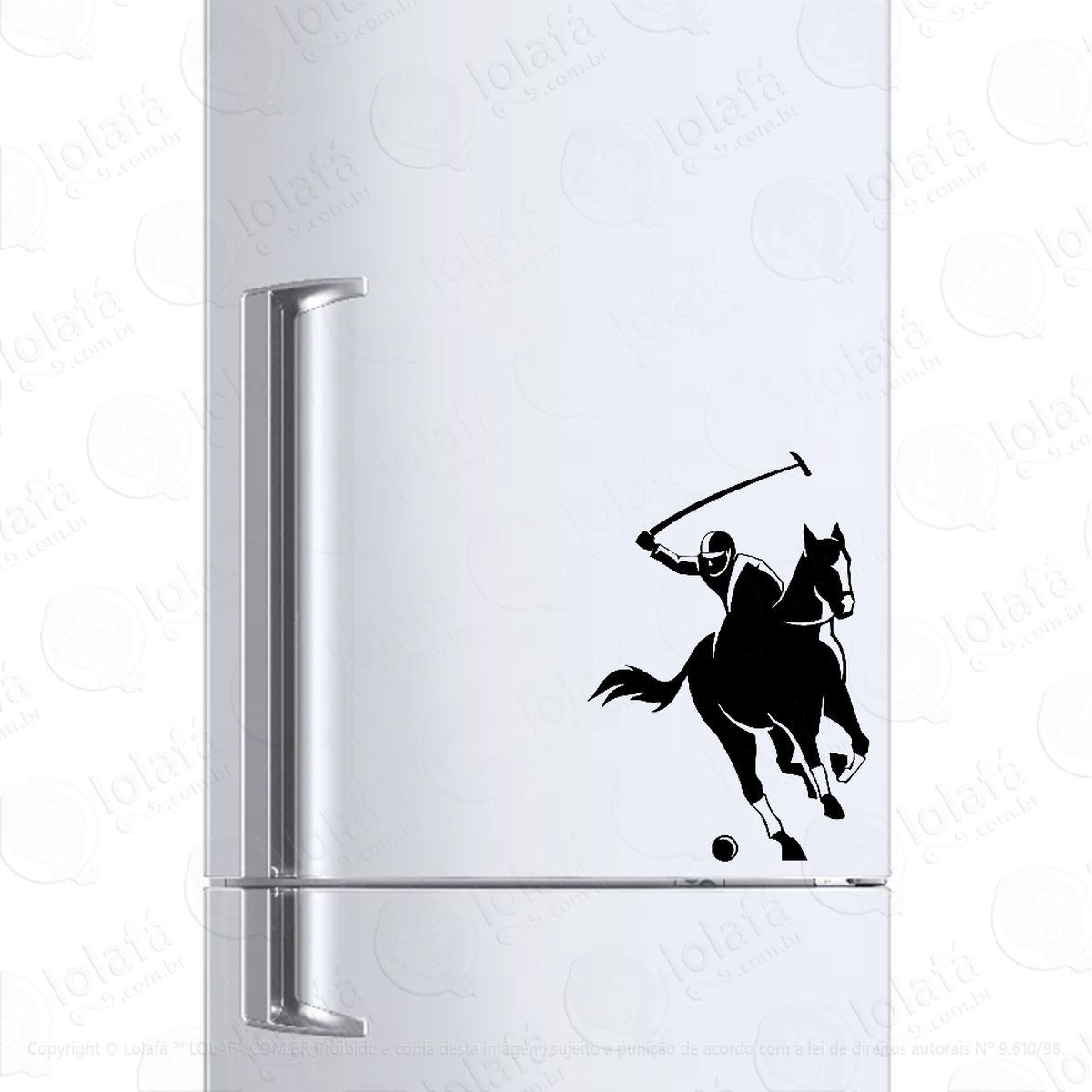 Adesivo Para Geladeira Homem Em Cavalo Jogando Polo Mod:969