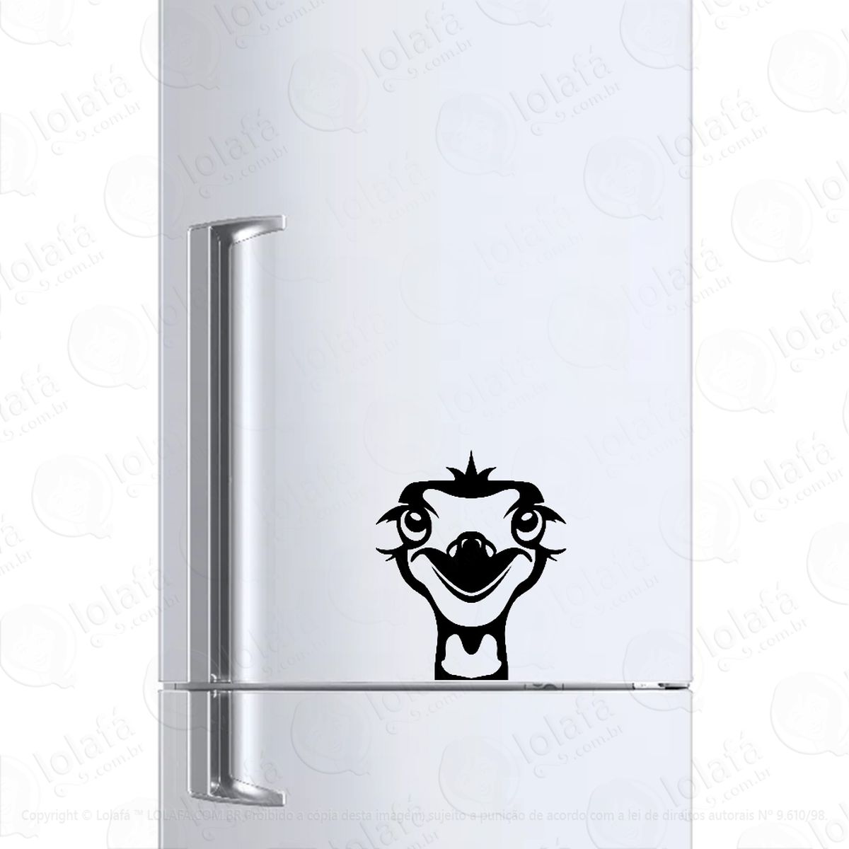 Adesivo Para Geladeira Pássaro Avestruz Retrato Cabeça Mod:977